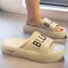 Pantuflas de Neumático con Suela Gruesa Eva con Letras para Interiores y Exteriores, Sandalias de Playa con Suela Gruesa, Zapatos de Pareja para Mujer