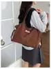 Bolsa Tote de Veludo Grande Capacidade Feminina Mulheres 2026 Novo Estilo Bolsa de Ombro Único Bolsa de Axila Estilo Floresta ins Bolsa de Mão