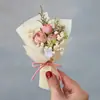 Mini Buquê de Flores Frescas Rosas Secas minidiy Lembrança Presente Flores Preservadas Gipsofila Dia da Mulher