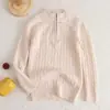Cárdigan con cremallera y cuello alto retro retorcido, tops de manga larga de otoño e invierno para niños, prendas de punto básicas holgadas para niños y niñas