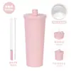 Nueva Taza Termo de Cerámica Recubierta de 830ml de Gran Capacidad Taza con Popote de Rebote Taza para Beber Agua de Perlas con Agujero Grande
