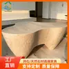 Mesa de Café de Travertino con Forma Única Mesa de Té Artística Minimalista Creativa Mesa de Negociación de Piedra para Espacios Comerciales En Stock Venta al por Mayor