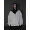 Moletom Cardigan Color Block Pesado de 460g para Homens e Mulheres, Jaqueta Casual Solta com Capuz, Mangas Longas Versáteis para Casais Esportistas