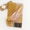 Bufanda de Estilo Callejero Europeo y Americano Imitación Cachemir Moda Femenina Bufanda de Viaje Estilo Cuadros Chal Versátil con Borlas Venta al por Mayor