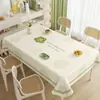 Toalha de Mesa PVC Impermeável e à Prova de Óleo, Textura de Folha Verde Simples Estilo Floresta, Tecido Retangular Resistente ao Calor para Decoração de Mesa de Jantar Doméstica