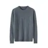 Suéter de Lana 100% Pura de Cuello Redondo Simple Nuevo Otoño Invierno para Hombre, Engrosado, Tacto de Alta Calidad, Holgado, Suéter Base