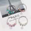 Pulsera de Aleación con Cuentas Estilo Panjia Pulsera de Amor Pulsera Brillante Colgante de Diamante Versátil Ajustable Mejor Amigo Mano