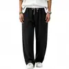 Pantalones casuales rectos de pierna recta con bloques de color en color lino, sueltos y modernos para hombre, estilo 'old money' transfronterizo europeo y americano, para el hogar y el trabajo