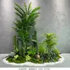 Combinação de Paisagismo com Plantas Artificiais Internas para Vitrines de Shopping Centers, Plantas Verdes Falsas, Paisagem Decorativa Suave, Palmeira Areca, Palmeira Viajante, Bonsai Tropical