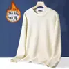 Camiseta de Manga Larga Waffle Talla Grande para Hombre Otoño e Invierno Cuello Redondo Holgada Talla Grande Color Sólido Camiseta Base Suéter para Hombre