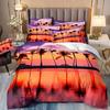 Roupa de cama 3D transfronteiriça conjunto de três peças pôr do sol paisagem coqueiro capa de edredom atacado