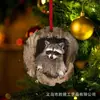 Decoraciones Navideñas Transfronterizas de Búho y Mapache Nuevas, Adornos para Árbol de Navidad, Colgantes Pequeños Planos 2D Acrílicos