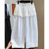 Calça Casual Patchwork Lisa com Barra Franzida de Design Único para Mulheres, Caimento Solto, Emagrecimento, Cintura Alta, Novo Estilo de Verão, Calça Curva