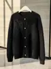 100% Cachemir Otoño e Invierno 2026 Nuevo Suéter Cardigan Jacket de Punto Elegante para Mujer, Corto, Cuello Redondo, Cepillado, con Botones