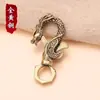 Pingente Chaveiro Dragão e Fênix de Latão Puro Vintage Abridor de Garrafa Criativo Chaveiro de Carro Gancho de Cintura Argola de Chave para Homens