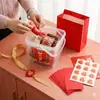 Cubo de Regalo Cuadrado Personalizado de 5L Plástico Cubo Cuadrado Festivo de Año Nuevo para Snacks Dulces Gelatinas con Tapa