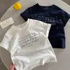 Camiseta de Manga Corta para Niños 2026 Ojos Bizcos Verano Nueva Simple Letra Manga Corta para Niños y Niñas Estilo Coreano Camiseta Moderna para Bebés