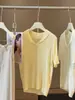 Top de punto de manga corta con cuello retorcido para mujer, Nuevo estilo Verano 2026, Corte ajustado, Elegante, Ligero, Versátil, Adecuado para el trabajo