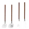 Acero Inoxidable 304 Mango de Madera para Alitas de Pollo Cuchara para Fondue Espátula de Cocina Creativa Cuchara para Servir Cuchara para Sopa Ramen Cuchara Ranurada