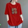 Playera de Manga Corta Slim de Algodón Puro con Cuello Redondo y Diseño Nuevo de Verano para Mujer de Talla Grande, Top de Estilo Holgado que Cubre el Vientre Verano