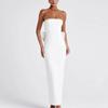 Elegante Vestido Top Tubo sin Mangas de Color Sólido para Socialité Mujer Verano 2025 Nuevo Diseño Vestido Lazo sin Espalda