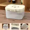 Caixa de Armazenamento Transparente para Conjunto de Chá com Tampa para Sala de Estar, Porta-Rack de Armazenamento com Bandeja de Drenagem Compartimentada para Chá, Caixa de Armazenamento à Prova de Poeira para Bule de Chá Kung Fu