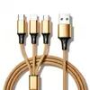 Cable de carga multiusos 3 en 1 trenzado de nailon extendido 2A 120 cm con carcasa de aluminio, disponible en varios colores