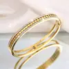 Pulsera Transfronteriza de Acero de Titanio con Doble Fila de Diamantes, Hebilla Hueca en Forma de Diamante, Pulsera Abierta de Acero Inoxidable, Nuevo Accesorio de Moda y Versátil