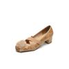 Zapatos de Abuela en Stock~ Estilo Francés Punta Redonda Tira Cruzada Floral Zapatos Planos Desgastados Boca Baja Zapatos de Mamá Zapatos de Ballet