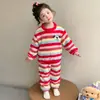 Pijama de Dibujos Animados para Niñas Otoño e Invierno 2025 Nuevo Ropa de Casa de Franela para Niños Traje Cálido Lindo para Bebé con Forro de Terciopelo