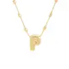 Venta Caliente Transfronteriza Nuevo Colgante de Burbuja Brillante Letra P del Alfabeto Inglés Cobre Chapado en Oro Collar Simple Popular Accesorios para la Mano