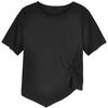 Design feminino de manga curta nicho senso de design verão 2024 novo coreano irregular kink gola redonda camiseta top liso