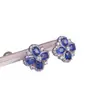 Aretes de zafiro natural, azul real premium, alta claridad, color de fuego completo, piedra principal 3x4mm