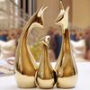 Honghe Entrada da Sala de Estar Jingdezhen Cerâmica Artesanato Ornamentos Decorações para Casa Dourado Três Cervos Decoração Animal
