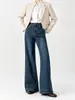 Calça jeans wide leg de cintura alta para mulheres, novo modelo outono 2026, caimento solto, modeladora, cobre o quadril, comprimento até o chão, atacado de Zhengzhou