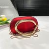 2025 Nova Bolsa de Mão Redonda Clutch Bolsa de Festa Mini Bolsa Pequena Ferragem Alça de Metal Retrô Alça de Corrente Bolsa Transversal de Ombro