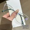 Gafas de moda que cambian de color y bloquean la luz azul para mujer, armazón metálico moderno con decoración de diamantes de imitación, gafas sin graduación, monturas de gafas ojo de gato para exportación transfronteriza