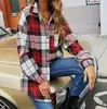 Cardigan Feminino Xadrez Longo de Manga Longa com Lapela, Cordão, Estilo Retrô, Tendência de Rua 2022, Bolso