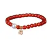 Pulseira de Contas de Ágata Vermelha Natural Estilo Antigo para Mulheres no Ano do Zodíaco, Pulseira de Contas Multi-Voltas DIY Estilo Igual ao de Zhao Lusi Venda por Atacado
