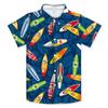 Camisa de Manga Corta de Verano con Estampado Digital 3D Transfronterizo de Playa Hawaiana con Hojas de Coco Cuello Solapa Ropa para Niños Pequeños y Medianos