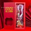 Chaveiro Dourado Caixa de Presente Pingente Ano do Cavalo Ouro Puro 999 Riqueza Instantânea Decoração de Mochila Sacola da Sorte Tiktok Presente