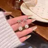 Pendientes de Aro con Forma de Lazo Microincrustados de Circonita de Venta Caliente Coreanos 2026 para Mujer, Aguja de Plata S925, Pendientes de Perla de Botón de Gama Alta de Nicho