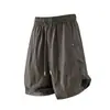 Pantalones Cortos Frescos de Lino Lyocell Seda Hielo Estilo Dinero Viejo Disfrazado Nanxia para Hombre, Pantalones Casuales Holgados Delgados de Cinco Puntos para Verano