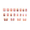 Uñas Press-On Cuadradas Cortas Tulipán Pintadas a Mano con Degradado Rosa Nude, Arte de Uñas Terminado Estilo Ins Fresco Primavera/Verano, Al Por Mayor en Stock