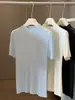 Blusa de Tricô Elegante com Strass Vazado de Manga Curta para Mulheres, Novo Estilo Verão 2026, Seda Gelada Ajustada ao Corpo, Emagrecimento, Versátil, Blusa Estilosa