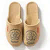 Zapatillas chinas de primavera y verano, todo lino, para interior, mujer, antideslizantes, de verano, para oficina, pareja, sandalias de suelo para hombre