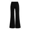 Calças Flare Forradas com Fleece de Cintura Baixa para Mulheres, Novo Estilo Outono e Inverno, Calças Retas Tendência com Cordão na Cintura Média, Calças Casuais Esportivas Largas