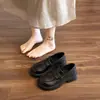 Zapatos Negros de Cuero Cómodos con Suela Suave para Mujer 2026 Primavera Nuevo Estilo Zapatos de Vestir Estilo Británico Mocasines de Suela Gruesa para Combinar con Faldas