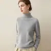 Suéter de cachemira pura 2026 otoño e invierno nuevo para mujer, cuello alto, camiseta básica, estilo suave, corte holgado, adelgazante, suéter grueso