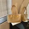 Bolsa de Mão Tecida Diária Vazada, Bolsa Fashion Casual Estilo Francês para Mãe e Filha, Bolsa de Ombro Tendência para o Dia a Dia Estilo Coreano